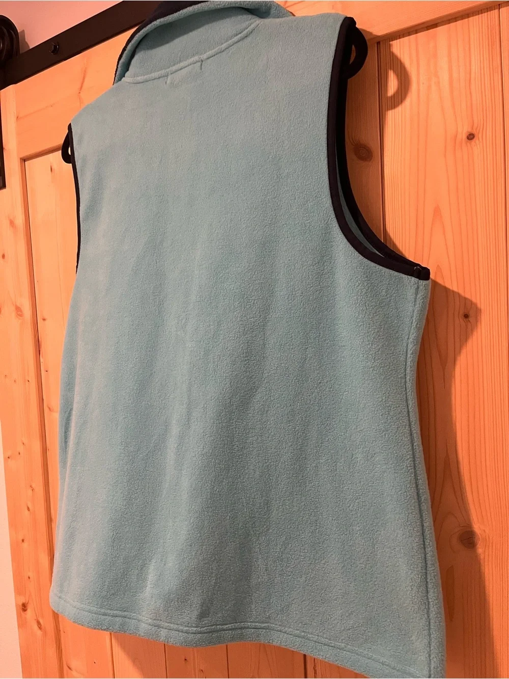 Men’s Chaps Sweater Fleece Vest Two Tone Cyan Blue with Navy Trim XL/TG/EG